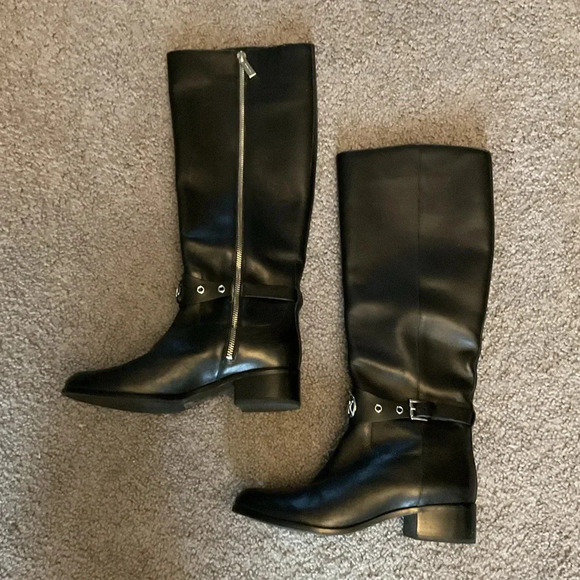 Michael Kors Women's Black Leather Tall Riding Equestrian Boots Shoes Y2K sz 7.5 - Picture 3 of 6